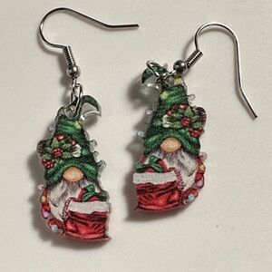 Festive Gnome Earrings - Red and Green